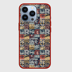 Чехол для iPhone 13 Pro Спортивные логотипы, цвет: 3D-красный