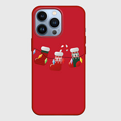 Чехол для iPhone 13 Pro Новогодняя композиция - Красный фон, цвет: 3D-красный