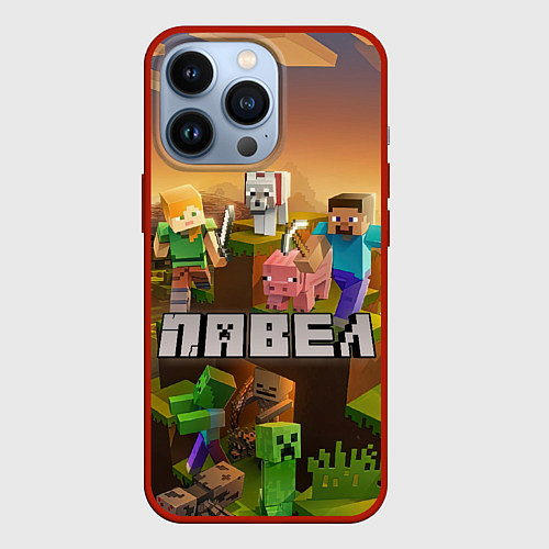 Чехол iPhone 13 Pro Павел Minecraft / 3D-Красный – фото 1