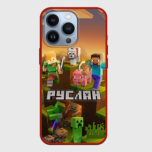 Чехол iPhone 13 Pro Руслан Minecraft / 3D-Красный – фото 1
