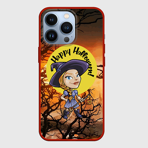 Чехол iPhone 13 Pro Happy Halloween - Witch / 3D-Красный – фото 1