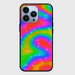 Чехол для iPhone 13 Pro Световые блики на радужном фоне, цвет: 3D-черный