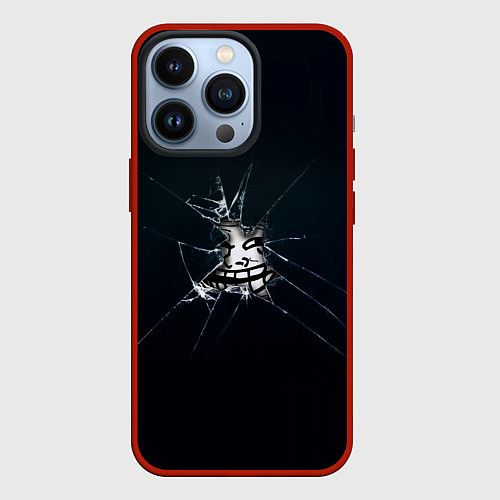 Чехол iPhone 13 Pro Trollface мем / 3D-Красный – фото 1