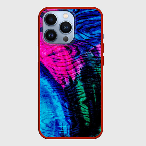 Чехол iPhone 13 Pro Неоновые краски - абстракция / 3D-Красный – фото 1