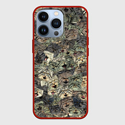 Чехол для iPhone 13 Pro Мануловый камуфляж, цвет: 3D-красный