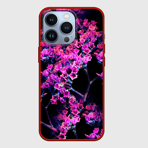 Чехол iPhone 13 Pro Цветочки арт / 3D-Красный – фото 1