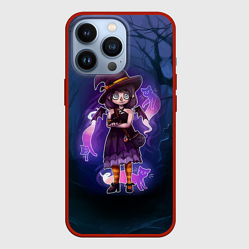 Чехол iPhone 13 Pro Ведьма-малолетка с котами - Halloween / 3D-Красный – фото 1