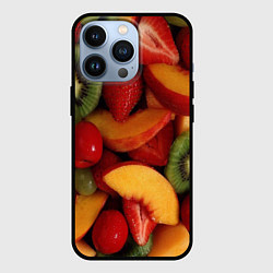 Чехол для iPhone 13 Pro Фруктово ягодный фон, цвет: 3D-черный