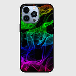 Чехол для iPhone 13 Pro Разноцветный неоновый дым, цвет: 3D-черный