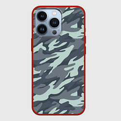 Чехол для iPhone 13 Pro Узор камуфляж, цвет: 3D-красный