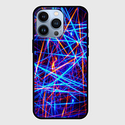 Чехол для iPhone 13 Pro Красно-синие неоновые линии, цвет: 3D-черный