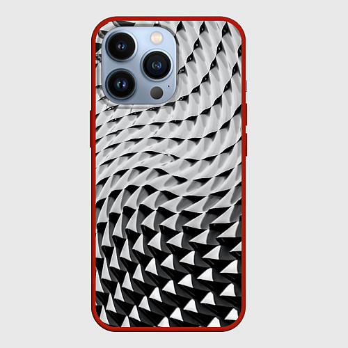Чехол iPhone 13 Pro Металлическая абстрактная броня / 3D-Красный – фото 1