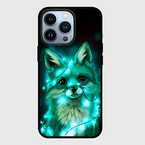 Чехол iPhone 13 Pro Неоновый лис / 3D-Черный – фото 1