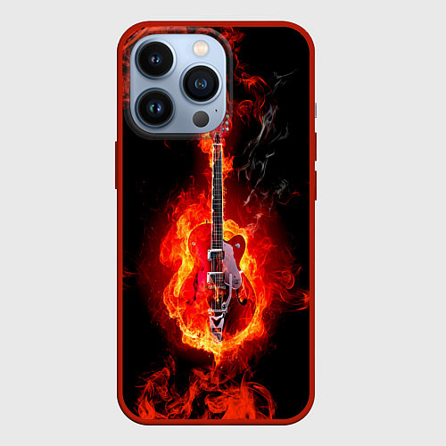 Чехол iPhone 13 Pro Огненная гитара / 3D-Красный – фото 1