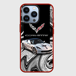 Чехол для iPhone 13 Pro Chevrolet Corvette - Motorsport - Racing team, цвет: 3D-красный