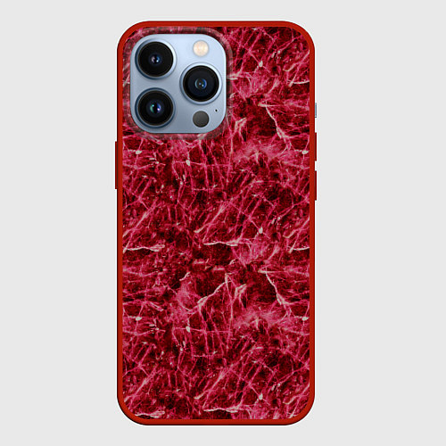 Чехол iPhone 13 Pro Красный лёд - текстура / 3D-Красный – фото 1