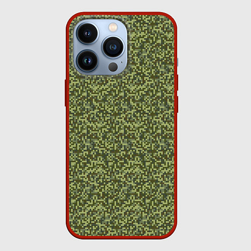 Чехол iPhone 13 Pro Армейская форма мелкий пиксель / 3D-Красный – фото 1
