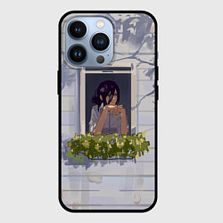 Чехол для iPhone 13 Pro Человек-бензопила Аса Митака в окне, цвет: 3D-черный