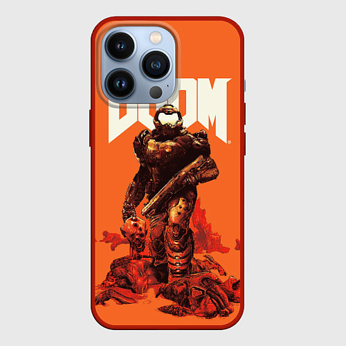 Чехол iPhone 13 Pro DOOM - Doomguy / 3D-Красный – фото 1