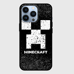 Чехол для iPhone 13 Pro Minecraft с потертостями на темном фоне, цвет: 3D-черный