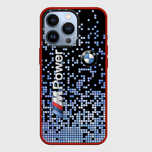 Чехол iPhone 13 Pro BMW - M Power - pattern / 3D-Красный – фото 1