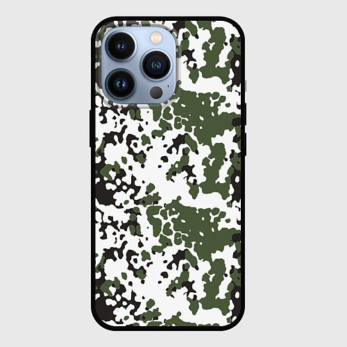 Чехол iPhone 13 Pro Камуфляж M-84 Snow / 3D-Черный – фото 1