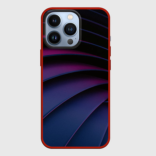 Чехол iPhone 13 Pro Спиральные тёмные пластины / 3D-Красный – фото 1