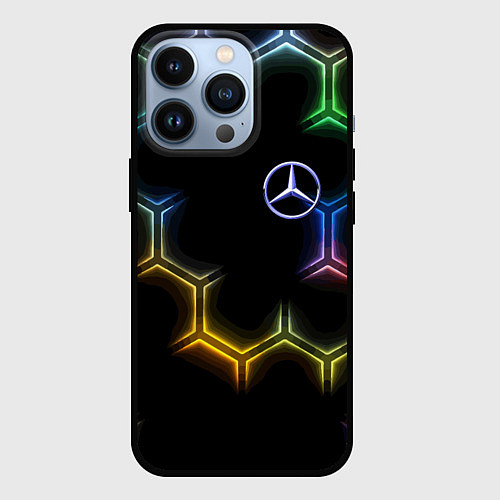 Чехол iPhone 13 Pro Mercedes - neon pattern / 3D-Черный – фото 1