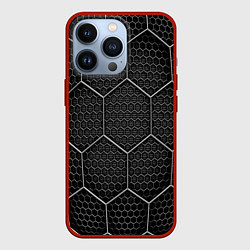 Чехол для iPhone 13 Pro Стальные соты, цвет: 3D-красный