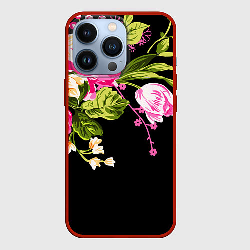 Чехол iPhone 13 Pro Букет цветов / 3D-Красный – фото 1