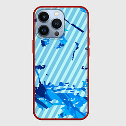 Чехол для iPhone 13 Pro Синие линии, цвет: 3D-красный