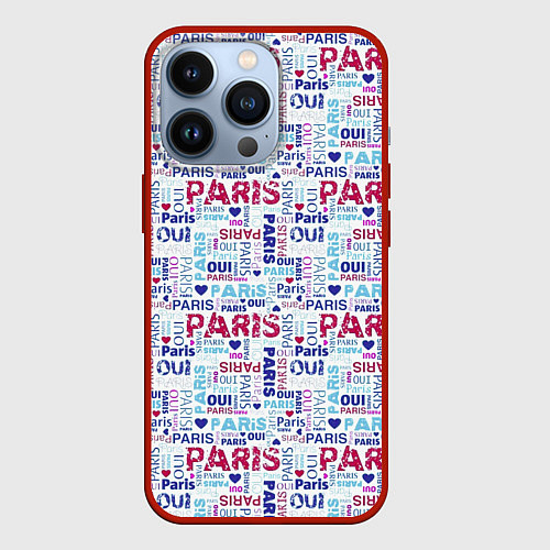 Чехол iPhone 13 Pro Парижская бумага с надписями - текстура / 3D-Красный – фото 1