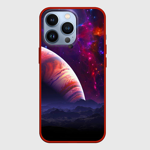 Чехол iPhone 13 Pro Бесконечное космическое пространство - Планета / 3D-Красный – фото 1