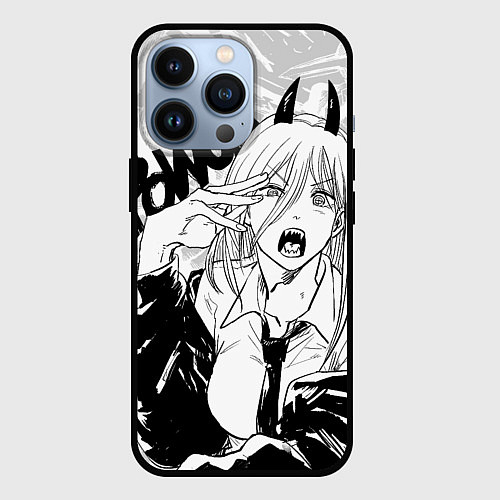 Чехол iPhone 13 Pro Пауэр - Человек-бензопила / 3D-Черный – фото 1