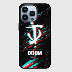 Чехол для iPhone 13 Pro Doom в стиле glitch и баги графики на темном фоне, цвет: 3D-черный