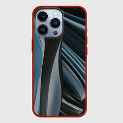 Чехол для iPhone 13 Pro Волнообразные синие пластины во тьме, цвет: 3D-красный