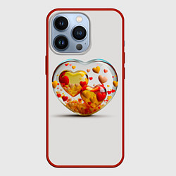 Чехол для iPhone 13 Pro Влюблённые сердца - сувенир, цвет: 3D-красный