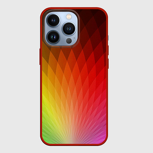 Чехол iPhone 13 Pro Радужные ромбы / 3D-Красный – фото 1