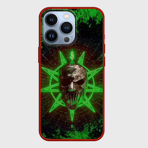 Чехол iPhone 13 Pro Slipknot green star / 3D-Красный – фото 1