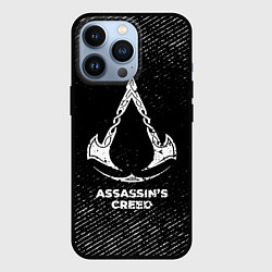Чехол для iPhone 13 Pro Assassins Creed с потертостями на темном фоне, цвет: 3D-черный