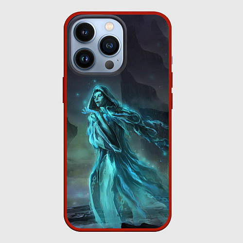 Чехол iPhone 13 Pro Halloween - женщина призрак на кладбище / 3D-Красный – фото 1