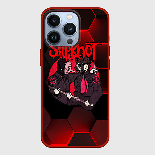 Чехол iPhone 13 Pro Slipknot art black / 3D-Красный – фото 1