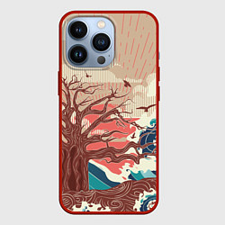 Чехол для iPhone 13 Pro Большое дерево на острове в океане, цвет: 3D-красный