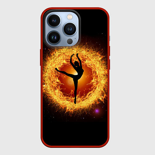 Чехол iPhone 13 Pro Танец балерины в огненном шаре / 3D-Красный – фото 1