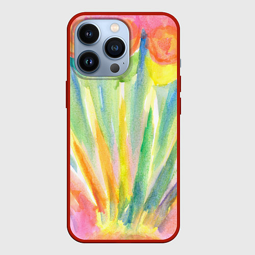 Чехол iPhone 13 Pro Акварельная абстракция цветение / 3D-Красный – фото 1