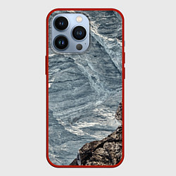 Чехол для iPhone 13 Pro Море и гора, цвет: 3D-красный