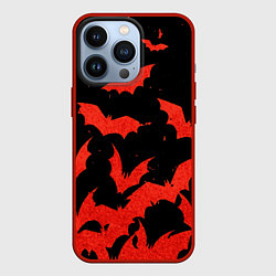 Чехол для iPhone 13 Pro Летучие мыши красные, цвет: 3D-красный