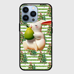 Чехол для iPhone 13 Pro Кролик с грушей, цвет: 3D-черный