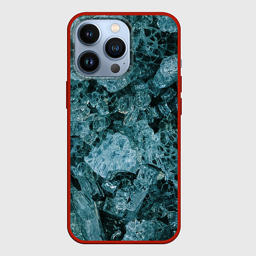 Чехол iPhone 13 Pro Голубые кристаллы / 3D-Красный – фото 1