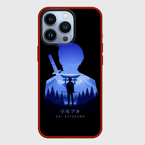 Чехол iPhone 13 Pro Силуэт Аки Хаякавы / 3D-Красный – фото 1
